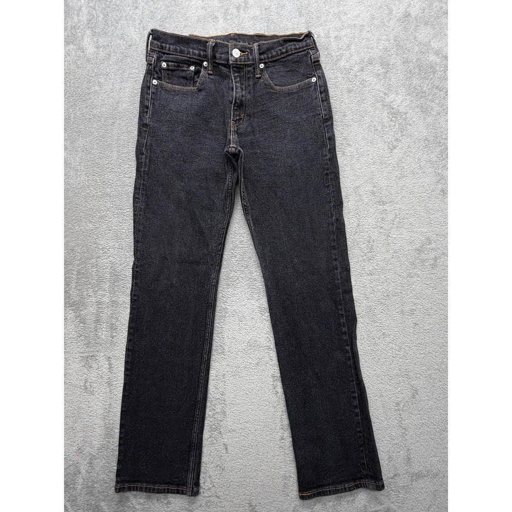 Levis 514 Jeans Mens Measured 29x30 Black Straight Denim Zip Fly Dark Wash